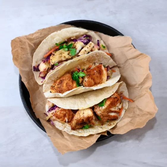 Fried Halibut, cod and rock fish in street tacos
