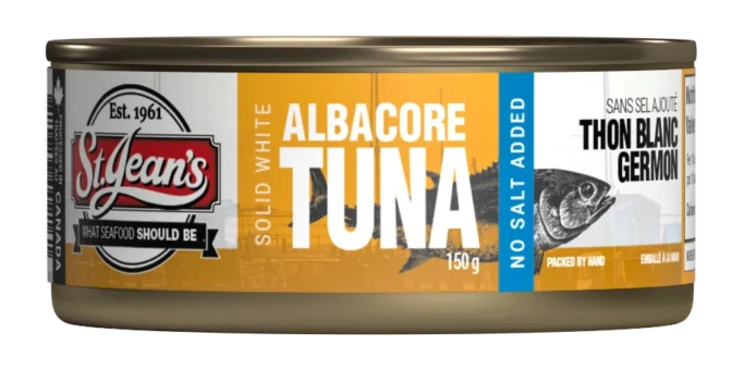 St Jean's Canned Albacore Tuna no salt added 150 g St Jeans Canned Albacore Tuna no salt added 150 g 2